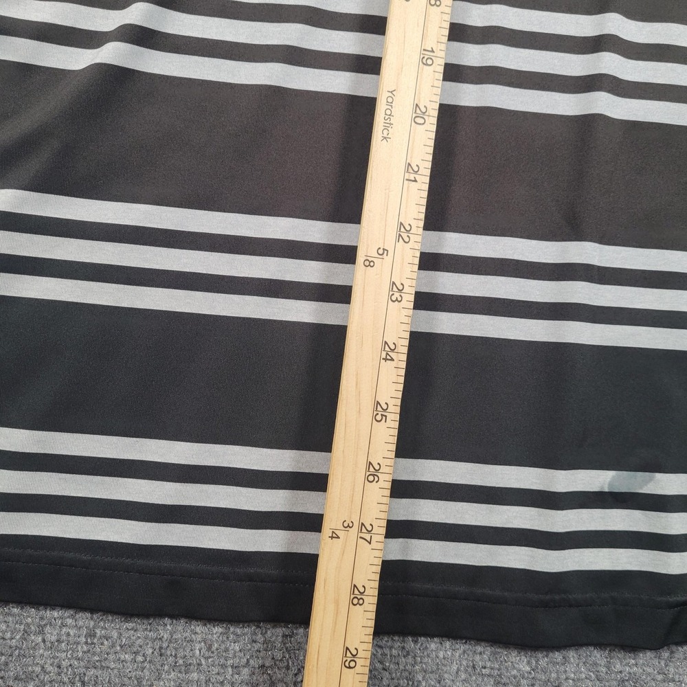 Adidas Polo Shirt Mens Large Black Gray Striped Puremotion Golf Performance - Picture 4 of 8